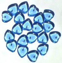 20 16x6mm Transparent Light Sapphire Glass Heart Pendant Beads
